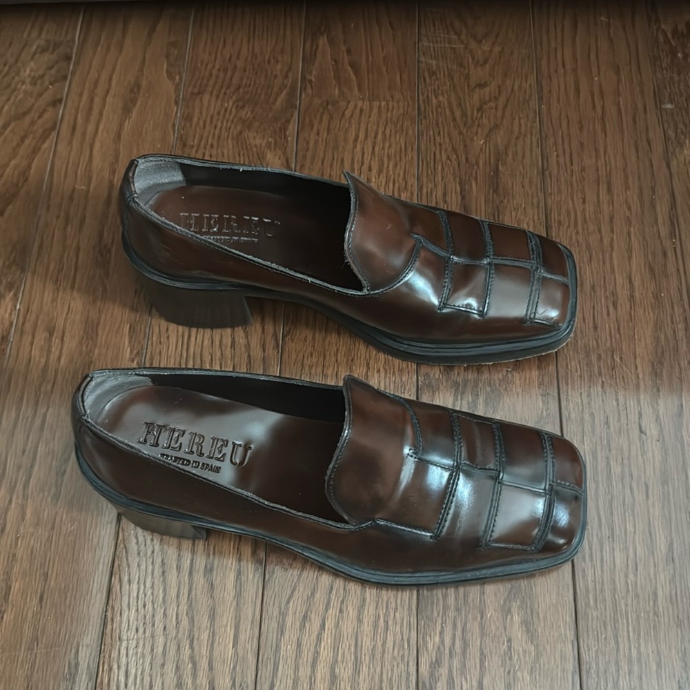 Hereu Brown Heeled Loafers
